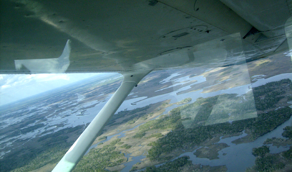 Aerial views over Crystal River and Gulf of Mexico