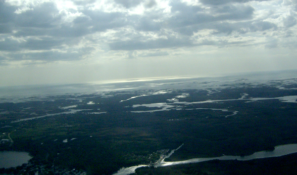 High wing Cessna over Florida Nature Coast